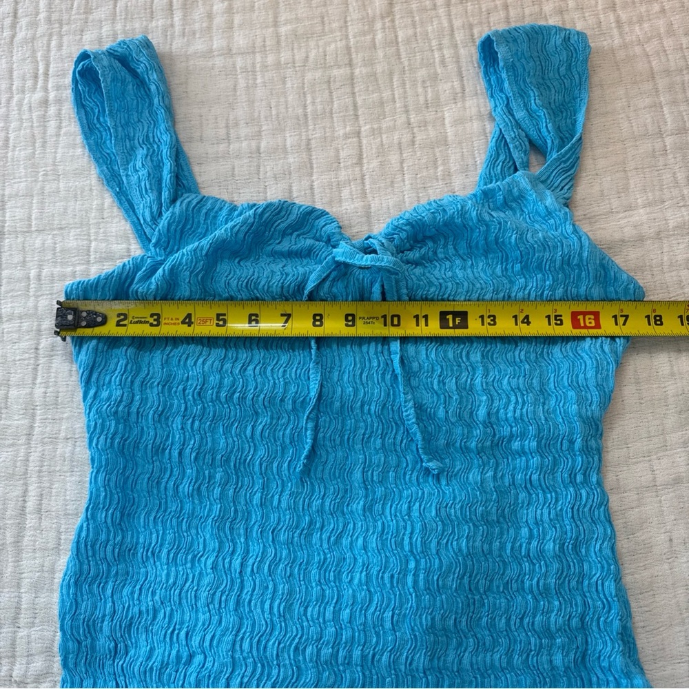 Free People FP Beach Eleni Bodycon Maxi Dress Size Large Aqua Blue *flaw* - Picture 11 of 14